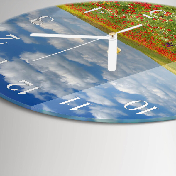 Horloge ronde Champ de coquelicots
