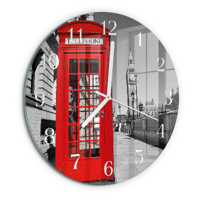 Horloge ronde Cabine téléphonique rouge