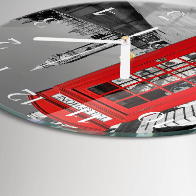 Horloge ronde Cabine téléphonique rouge