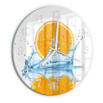 Horloge ronde Eau orange