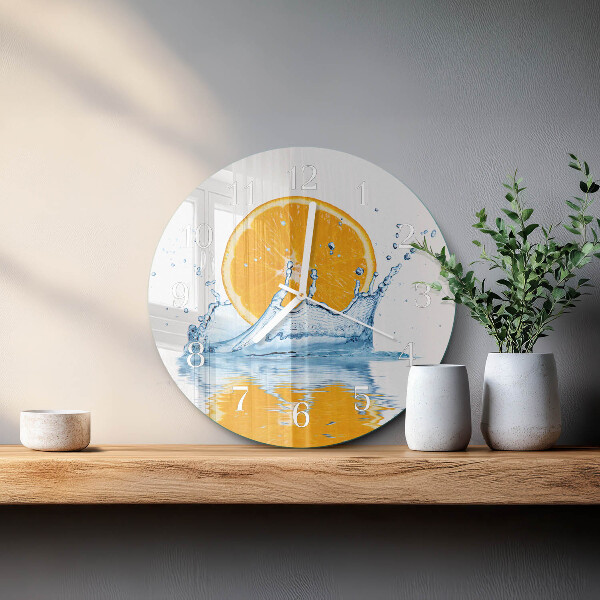 Horloge ronde Eau orange