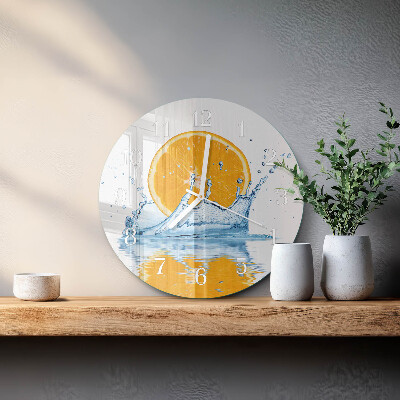 Horloge ronde Eau orange
