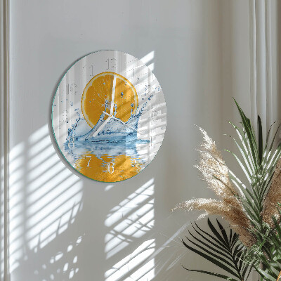 Horloge ronde Eau orange