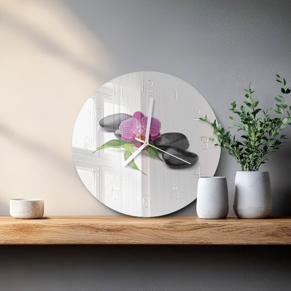 Horloge ronde Orchidée