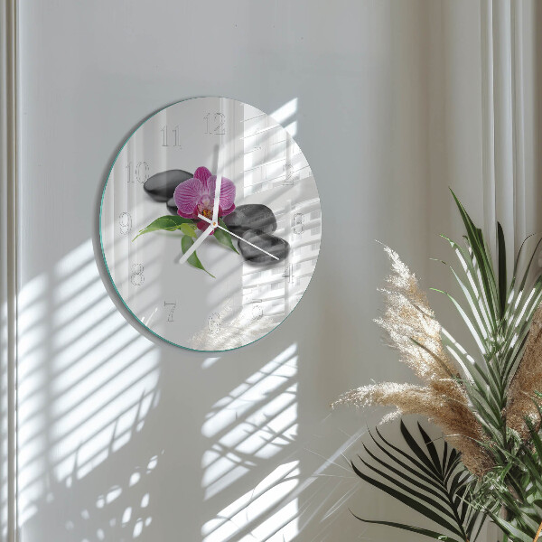Horloge ronde Orchidée
