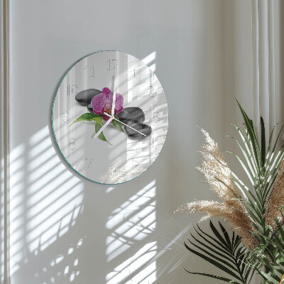 Horloge ronde Orchidée