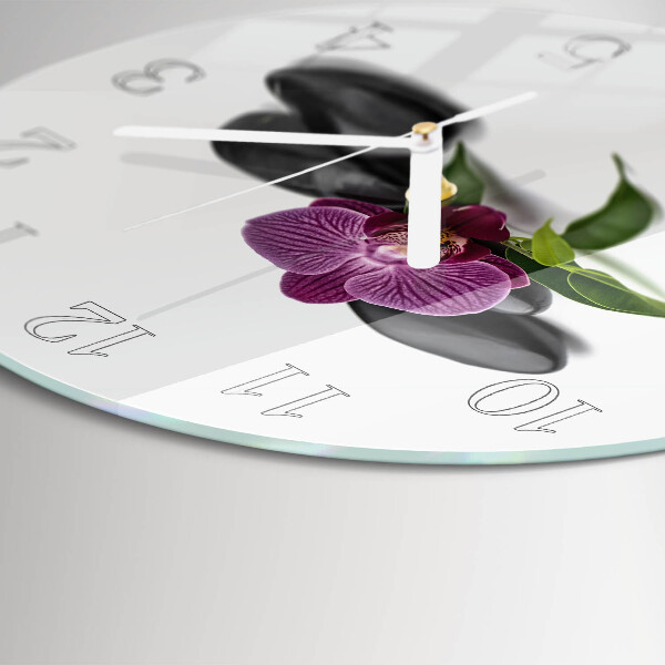 Horloge ronde Orchidée