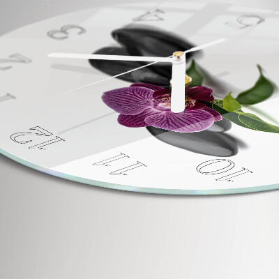 Horloge ronde Orchidée