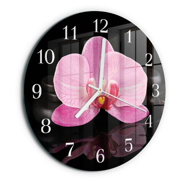 Horloge ronde Orchidée