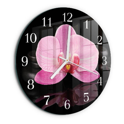 Horloge ronde Orchidée