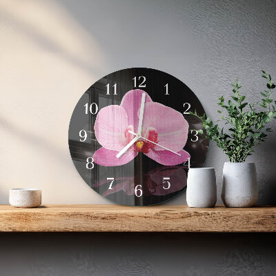 Horloge ronde Orchidée
