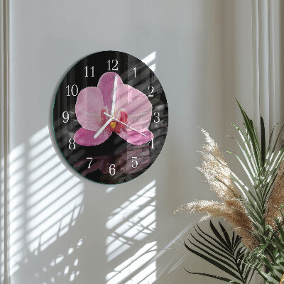 Horloge ronde Orchidée
