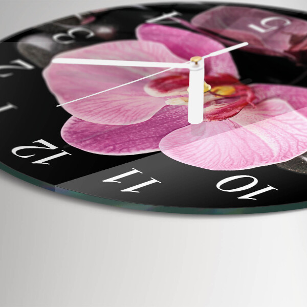 Horloge ronde Orchidée