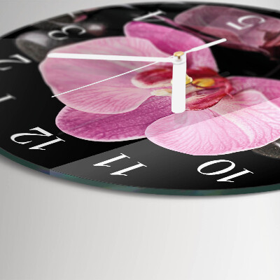 Horloge ronde Orchidée