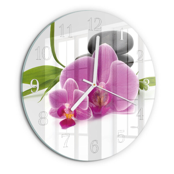 Horloge ronde Orchidée