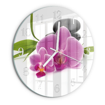 Horloge ronde Orchidée
