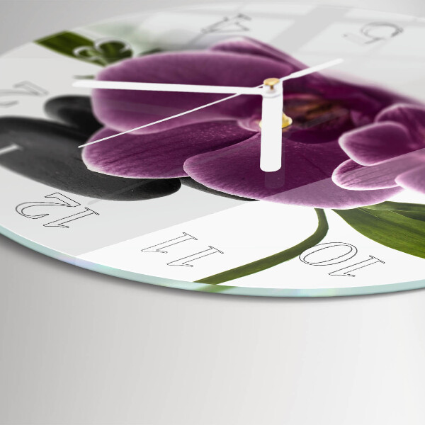 Horloge ronde Orchidée