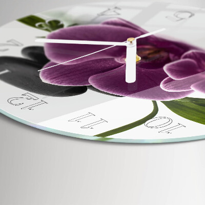 Horloge ronde Orchidée