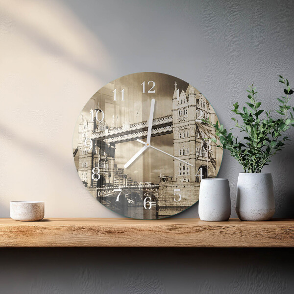Horloge ronde Pont de Londres sépia