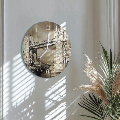 Horloge ronde Pont de Londres sépia