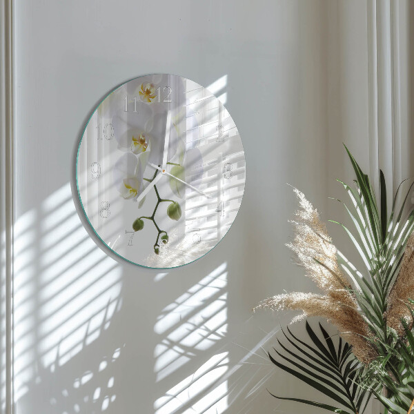 Horloge ronde Orchidée