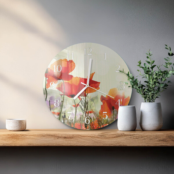 Horloge ronde Coquelicots