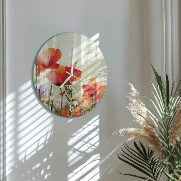 Horloge ronde Coquelicots