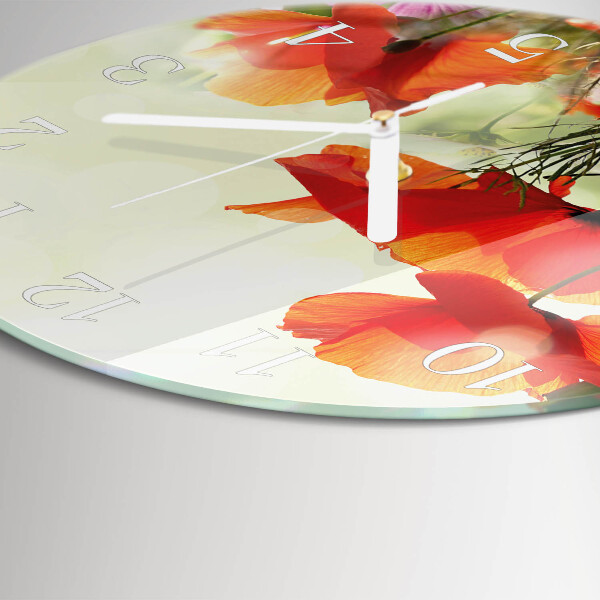 Horloge ronde Coquelicots