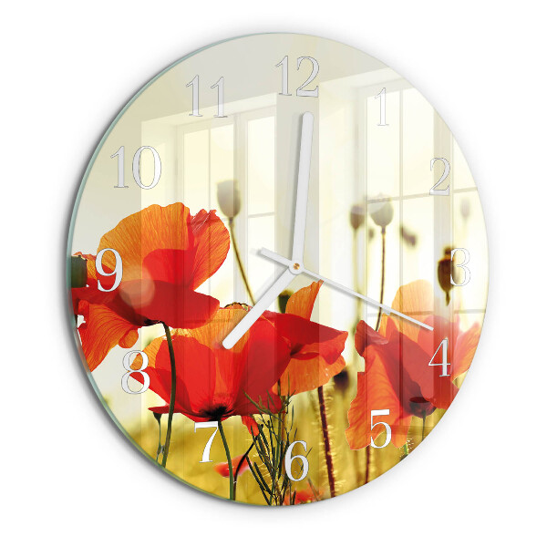 Horloge ronde Coquelicots