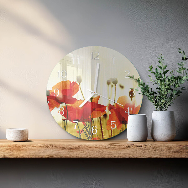 Horloge ronde Coquelicots
