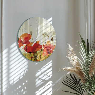 Horloge ronde Coquelicots