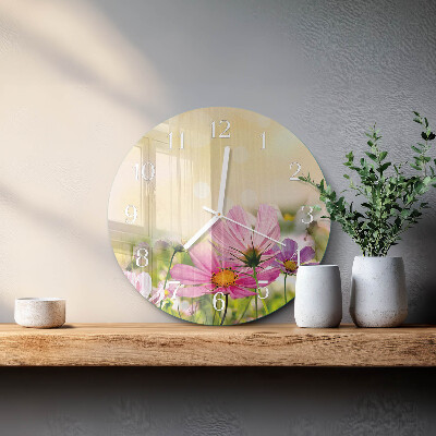 Horloge ronde Fleurs de cosmos