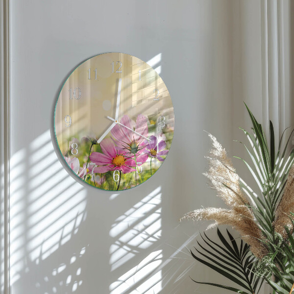 Horloge ronde Fleurs de cosmos