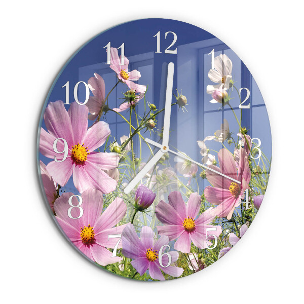 Horloge ronde Fleurs de cosmos