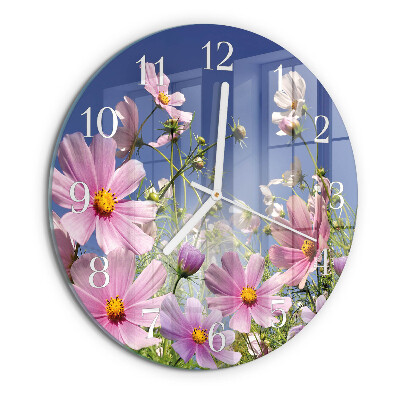 Horloge ronde Fleurs de cosmos