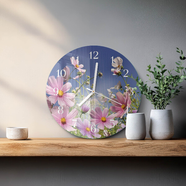 Horloge ronde Fleurs de cosmos