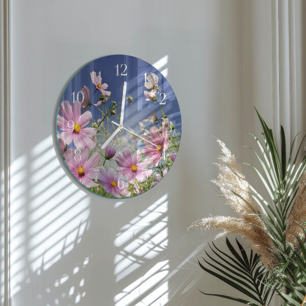 Horloge ronde Fleurs de cosmos