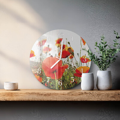 Horloge ronde Coquelicots
