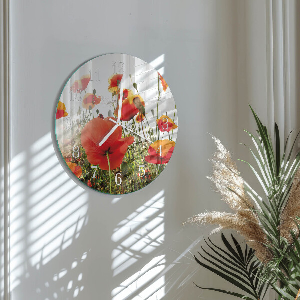 Horloge ronde Coquelicots