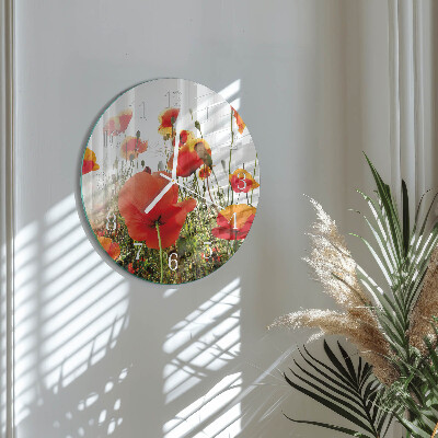 Horloge ronde Coquelicots
