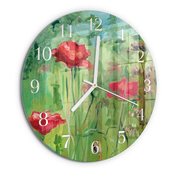 Horloge ronde Coquelicots