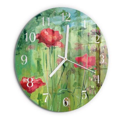 Horloge ronde Coquelicots