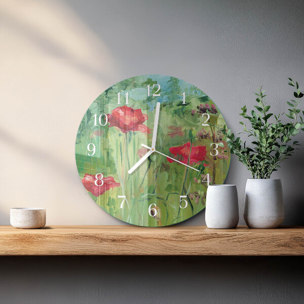 Horloge ronde Coquelicots