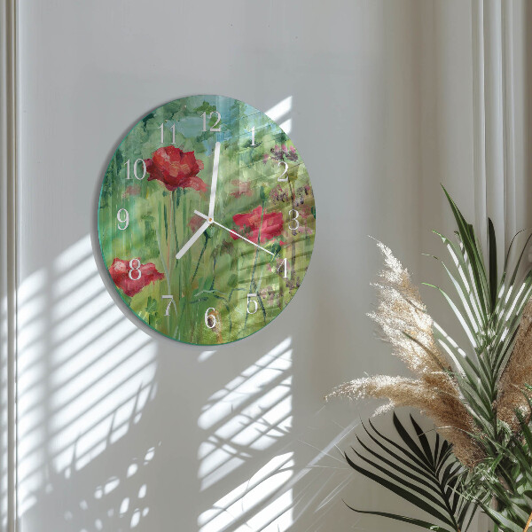 Horloge ronde Coquelicots