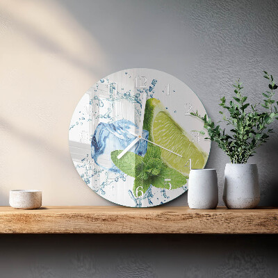Horloge ronde Citron vert et menthe