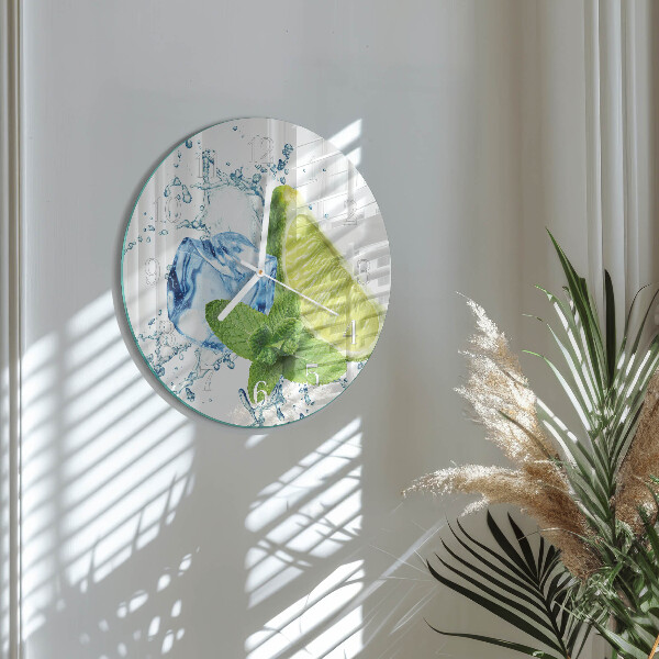 Horloge ronde Citron vert et menthe