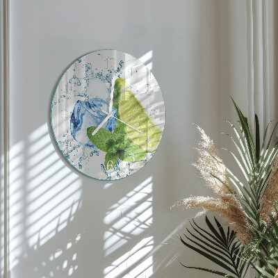 Horloge ronde Citron vert et menthe