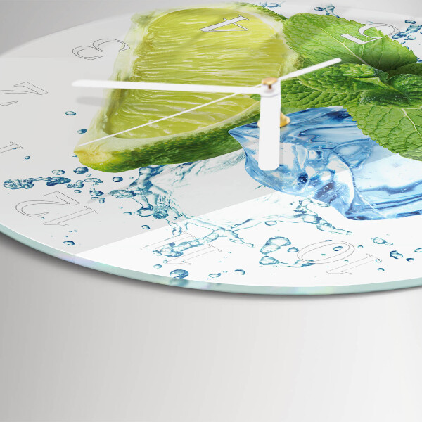 Horloge ronde Citron vert et menthe