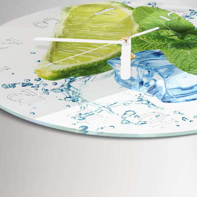 Horloge ronde Citron vert et menthe