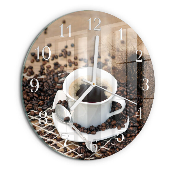 Horloge ronde Une tasse de café